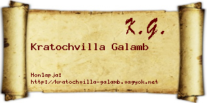 Kratochvilla Galamb névjegykártya